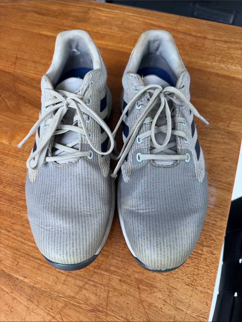 adidas Men's Light Gray and Navy Golf  Sneakers